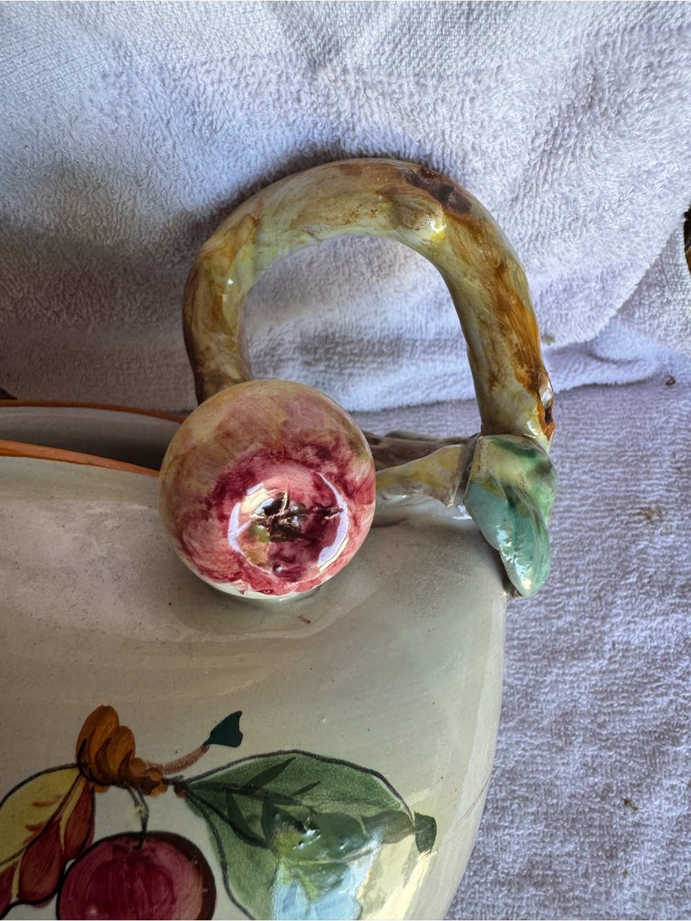 Apple Pattern Hand-Painted Ceramic Pitcher - Picture 4 of 6